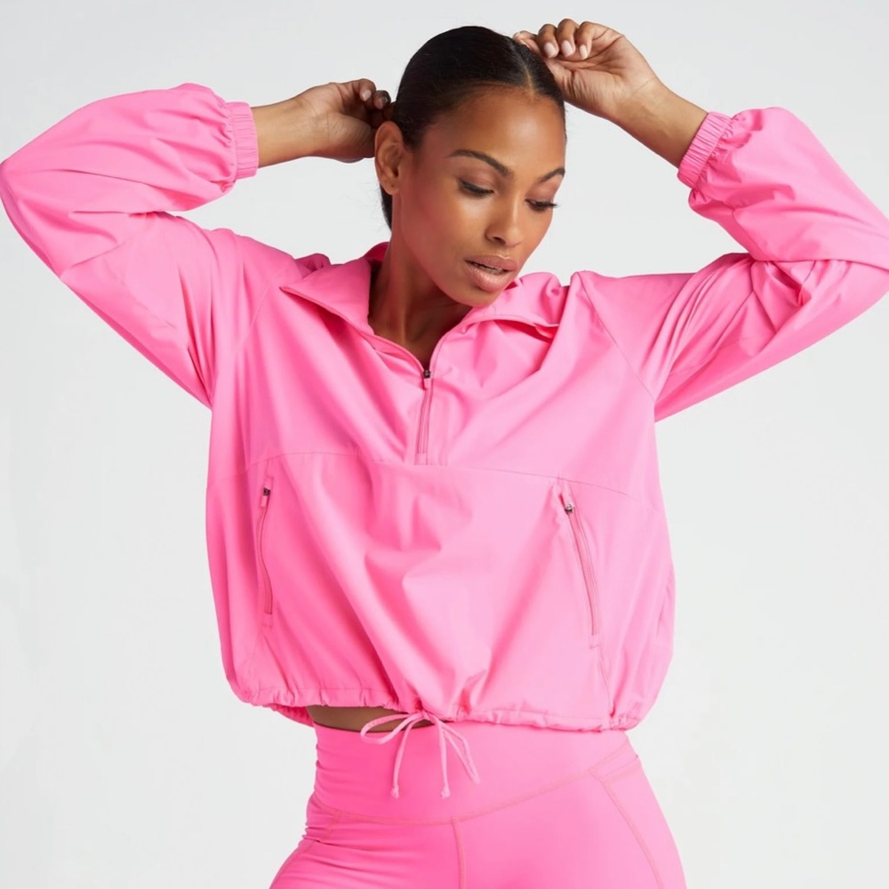NEW Size XS Sweaty Betty Training Day Half Zip Pullover Jacket in Hot Pink